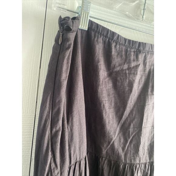 New Direction Women's Brown Tiered Festival Peasant Skirt 100% Cotton Large Boho - Picture 4 of 7